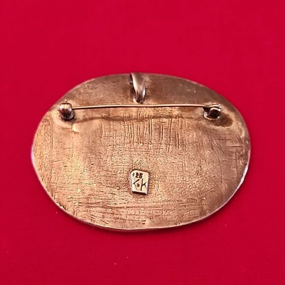 Vintage Sterling Silver 925 Bull El Torro Pendant Brooch Signed TOK - Picture 2 of 2